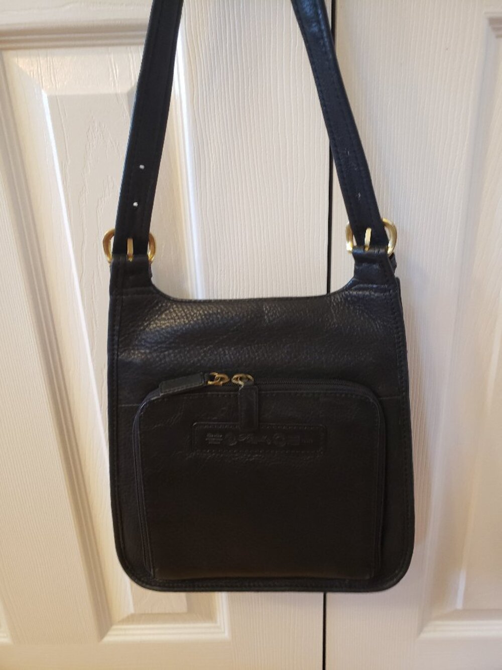 Fossil Genuine Leather Black Organizer Shoulder Bag Purse
